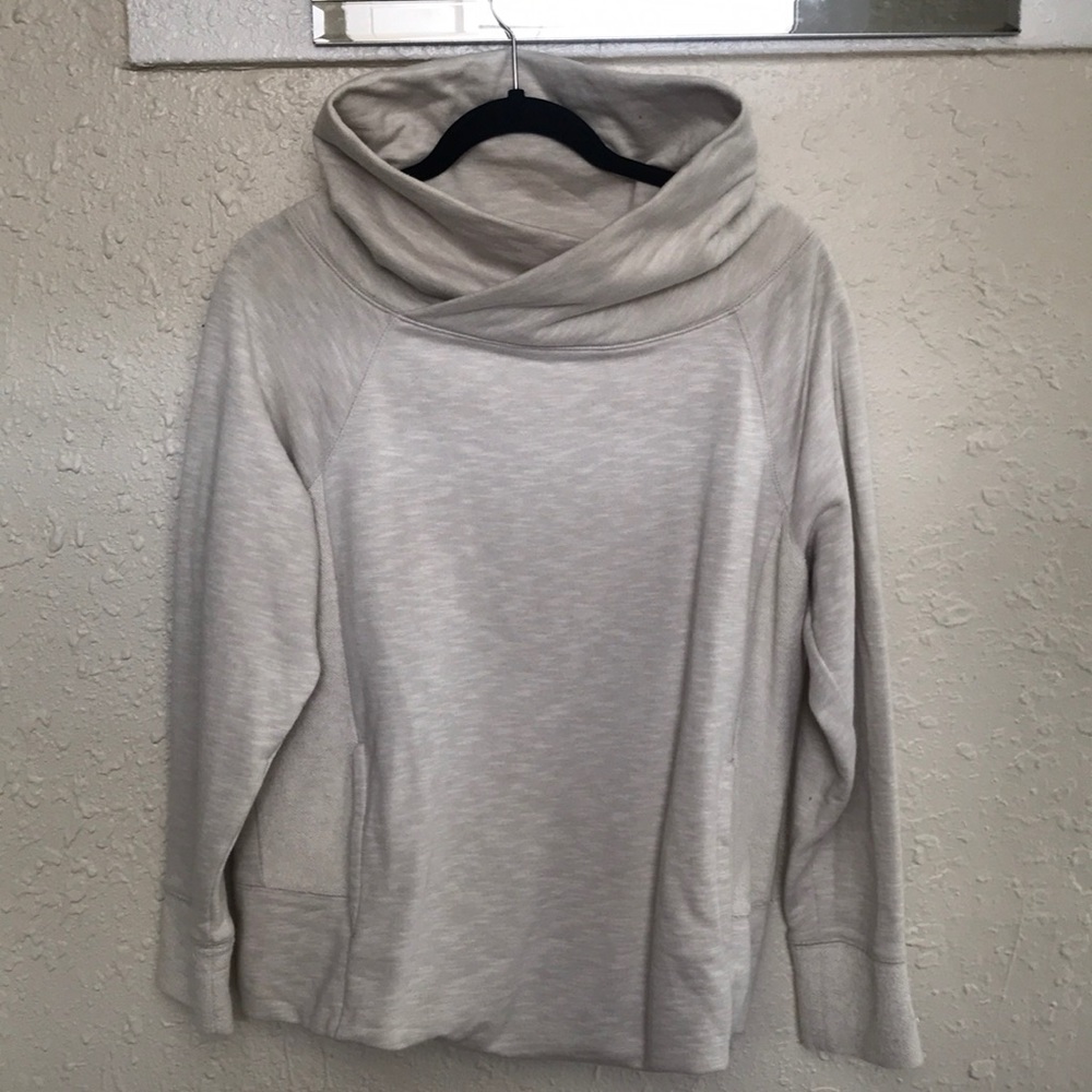 Folded cowl neck, pullover sweatshirt